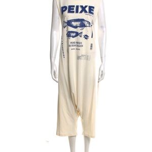 FARM Rio Cream and Blue Jumpsuit